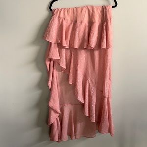 Pink maxi skirt with opening on right leg